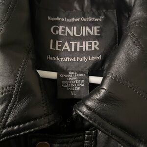 Napoline Leather Outfitters Black Bomber Jacket